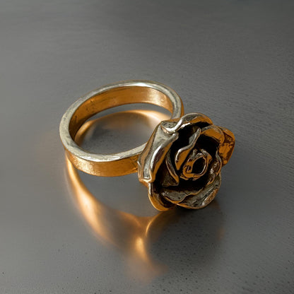 Solid Silver Rose Ring - Handmade Rose - Statement Rings - Unique Jewelry