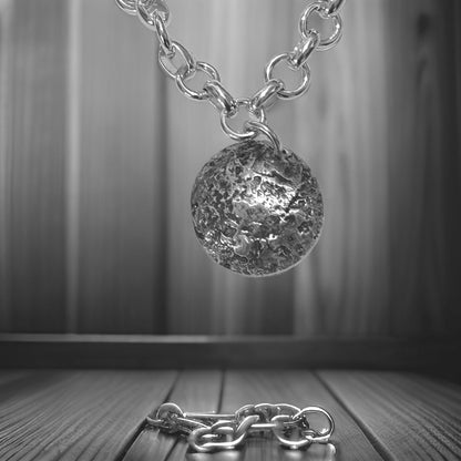 Handmade 925 Sterling Silver Moon Necklace with Oxidized Textured Pendant - Lunar Crater Design