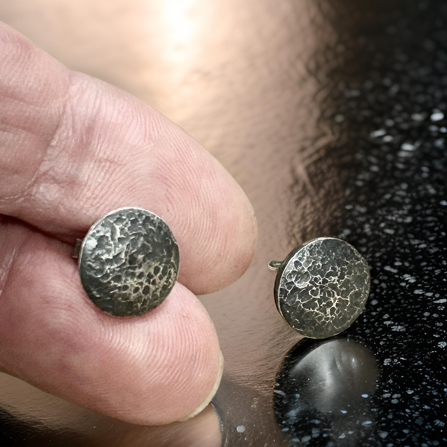 Sterling Silver Rustic Men’s Stud Earrings