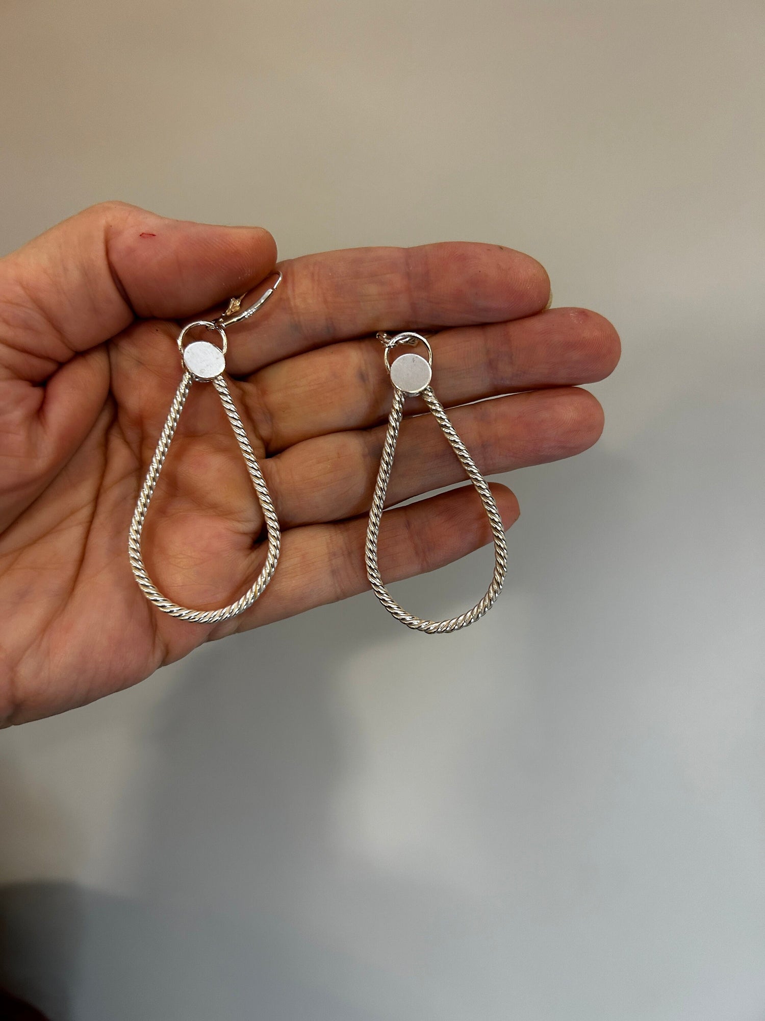 Sterling Silver Statement Hoops Earrings • Twisted Large Drop Earrings • Big Silver Earrings • Gift for Girlfriend • Gift for Her