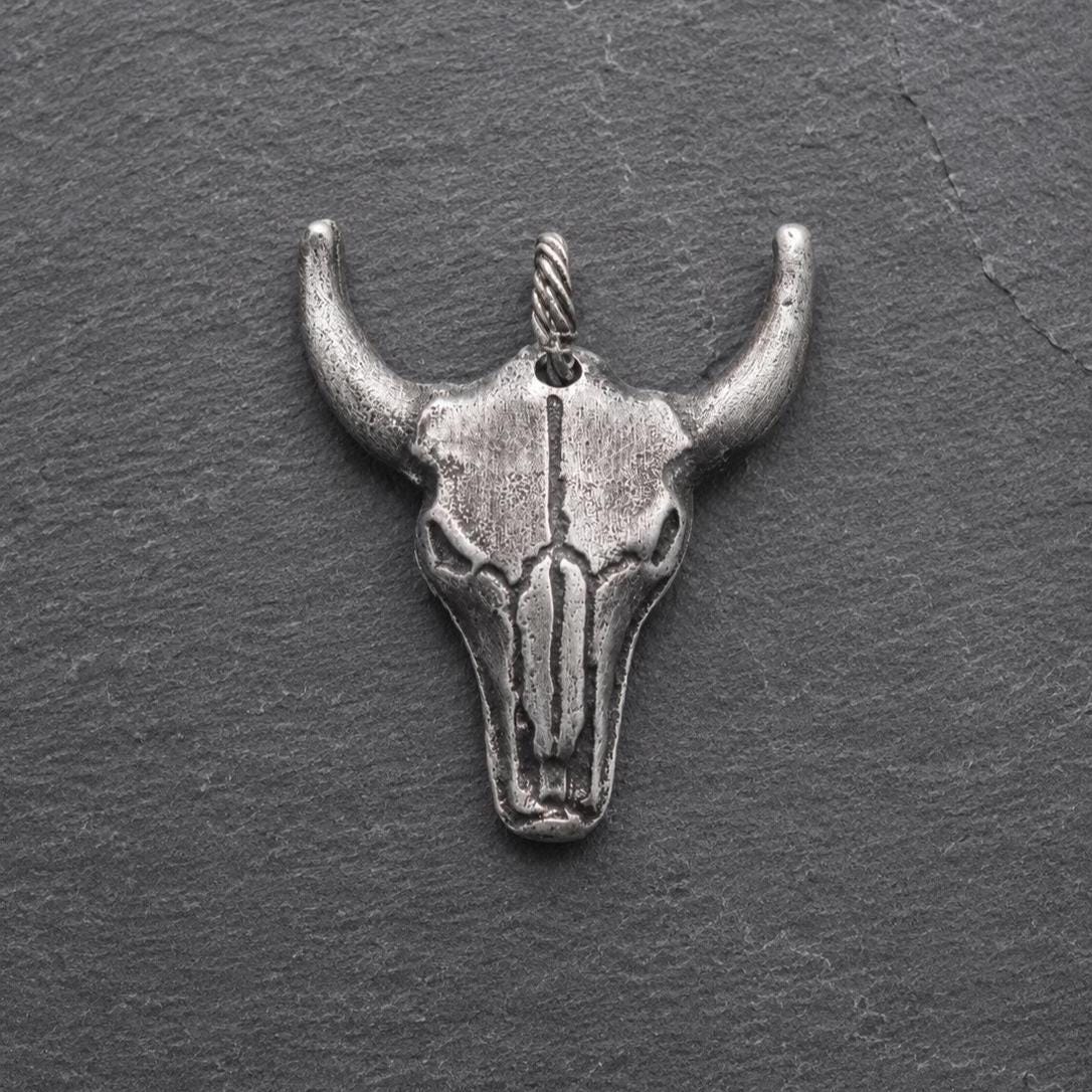 Men’s Pendant Bull Necklace Handmade in sterling silver Gift for Him