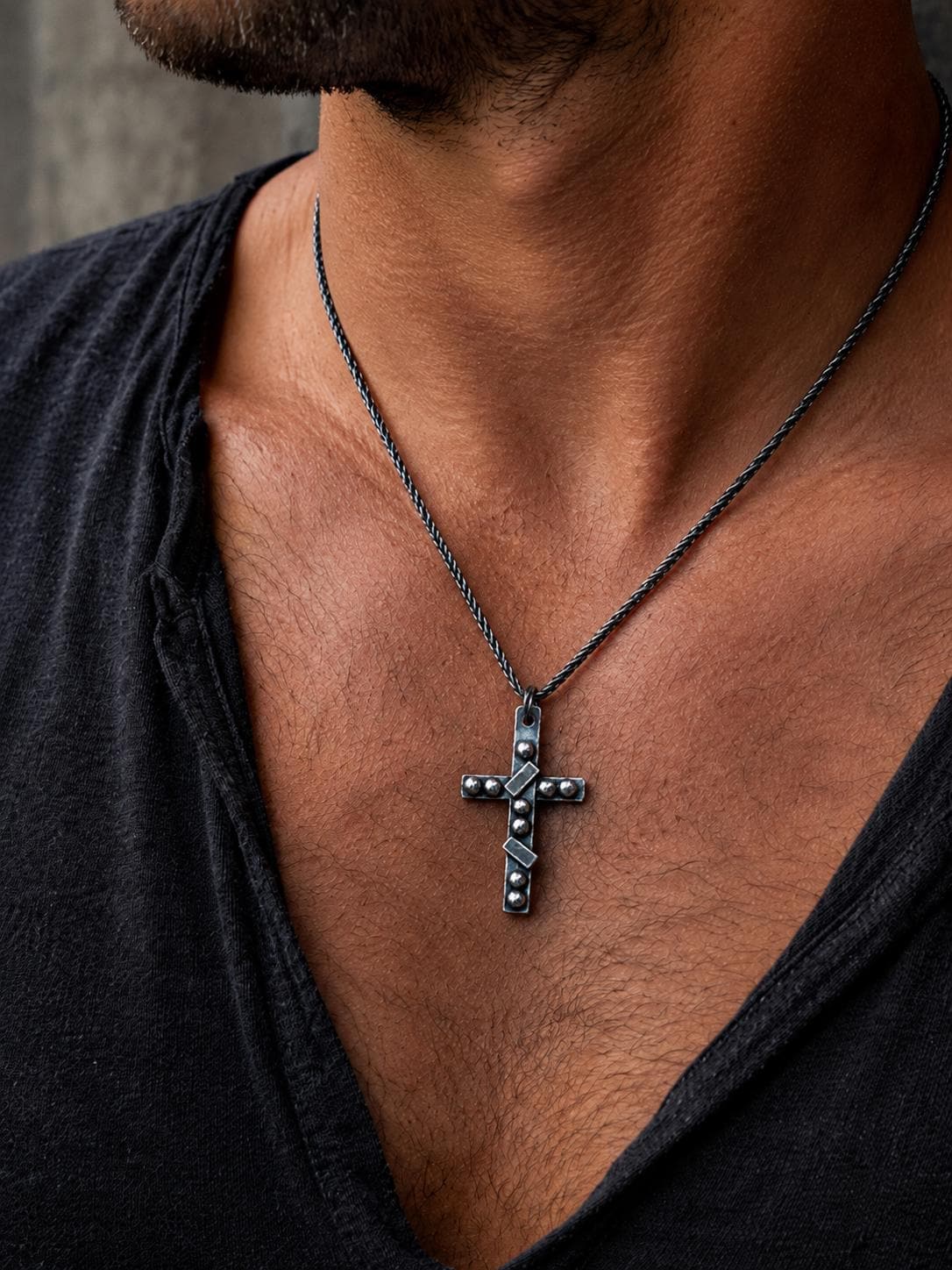 Handmade Sterling Silver Cross Pendant, Men’s Rustic Cross Necklace, Oxidized Silver Artisan Pendant, Unique Christian Jewelry Gift