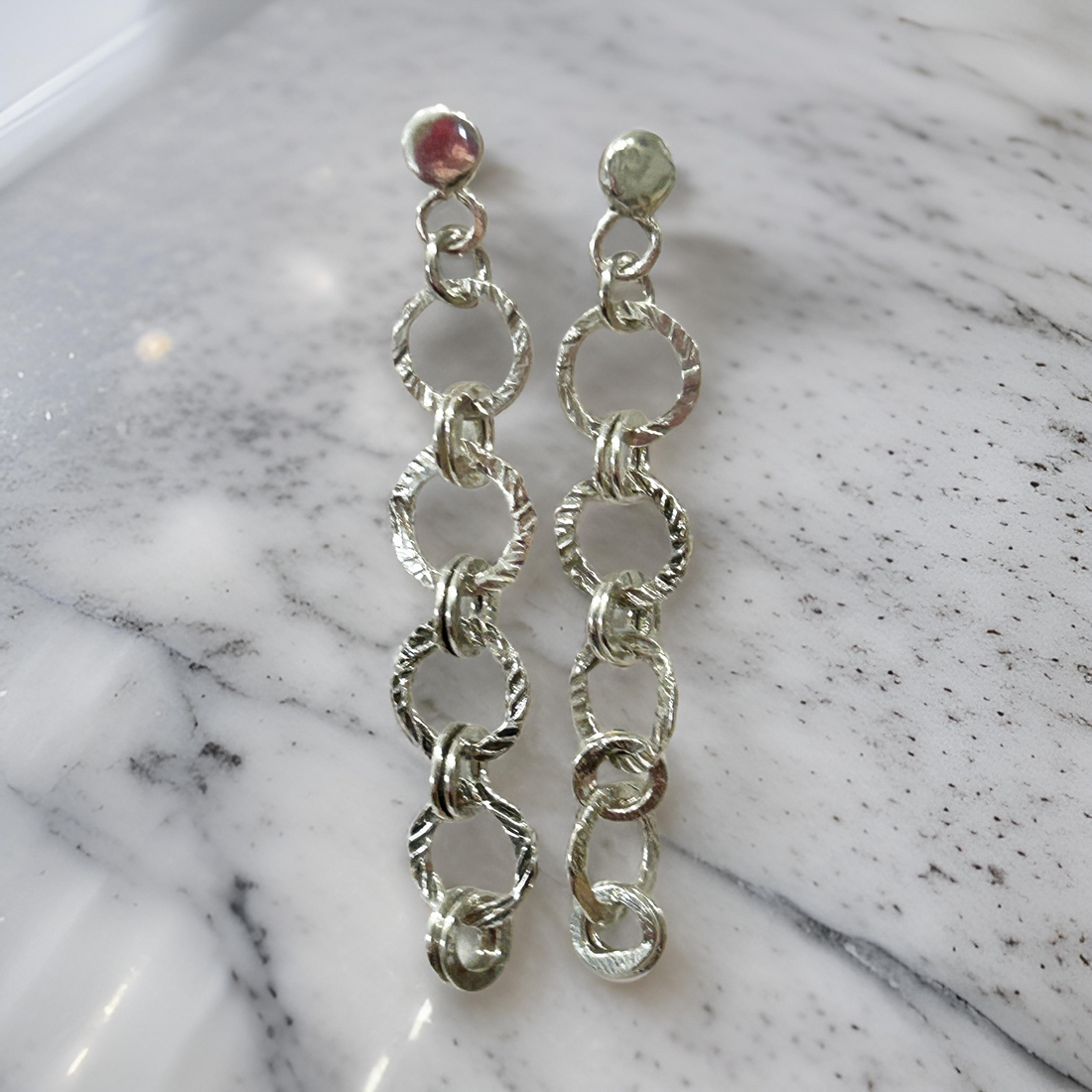 silver chain dangle earrings