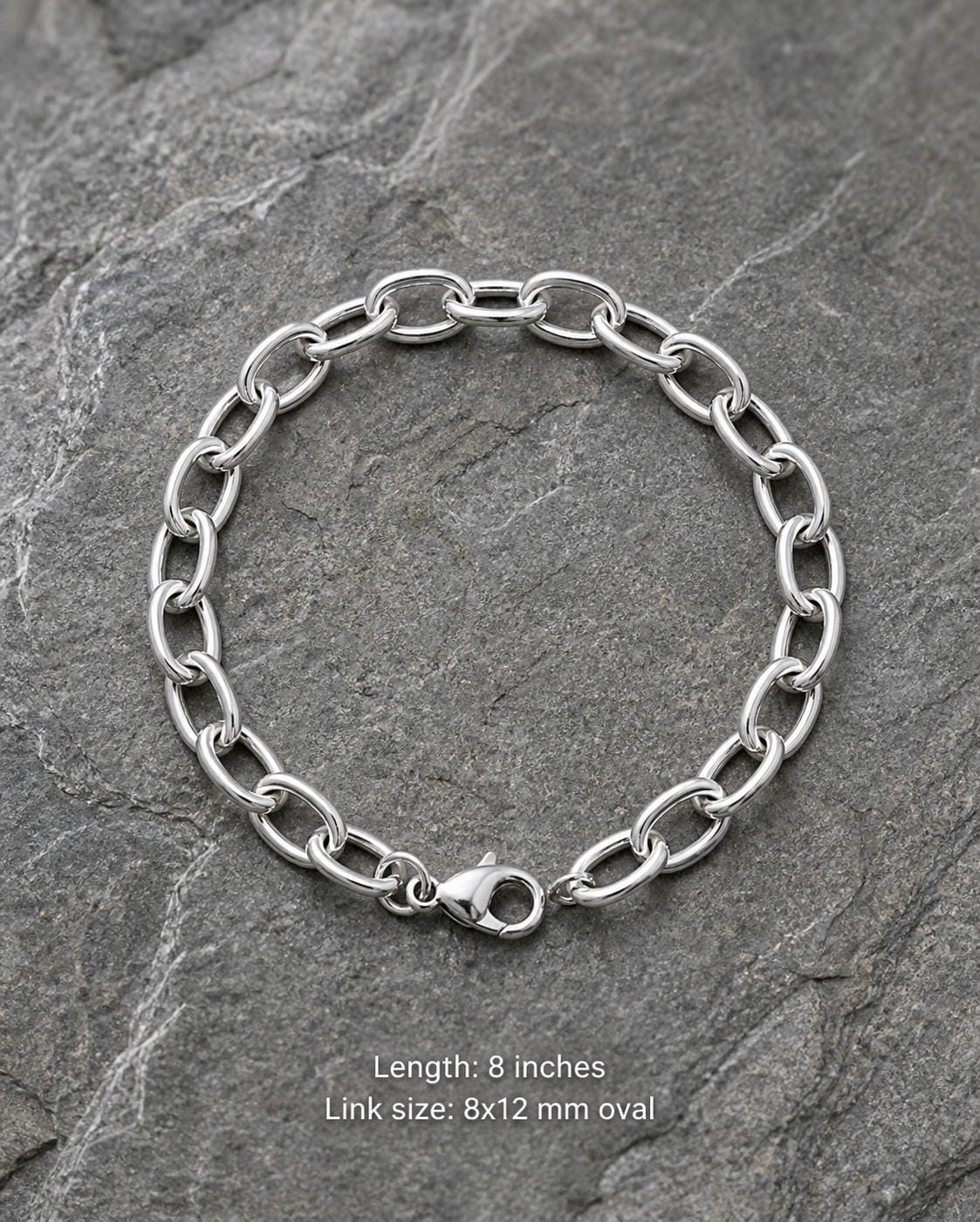 Handmade Sterling Silver Chunky Oval Link Chain Bracelet – 8 Inch Solid Silver