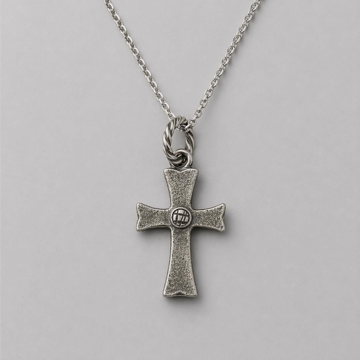 Sterling Silver Cross Pendant – Rustic Gothic Cross Textured Oxidized Jewelry