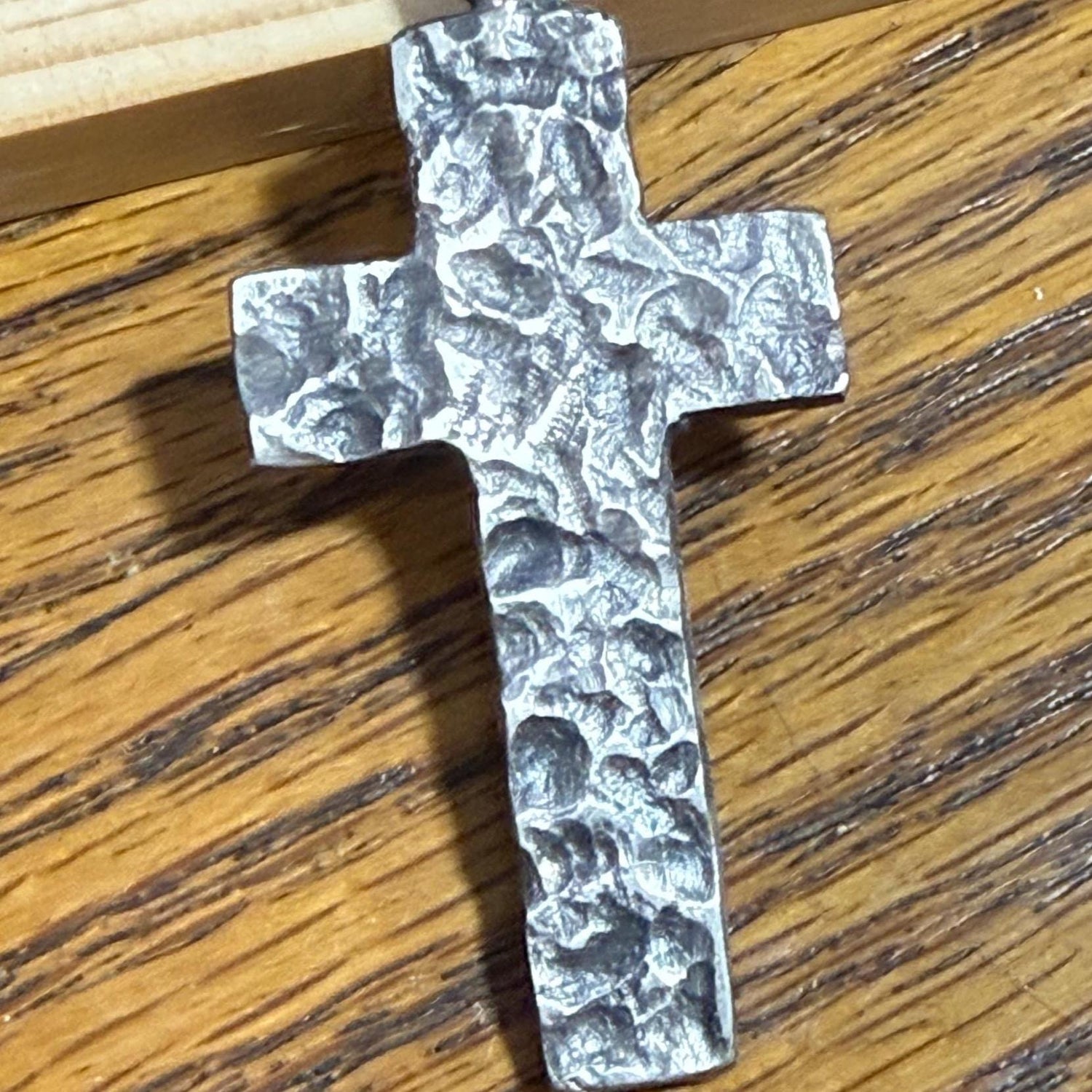 Handmade Sterling Silver Cross Pendant – Textured Oxidized Artisan Necklace