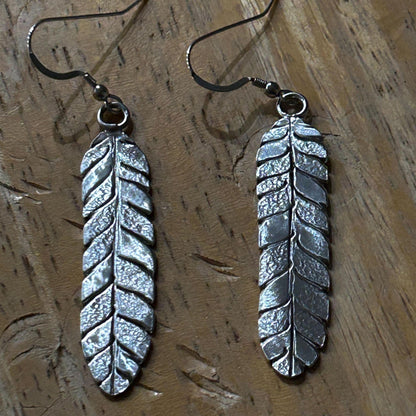 Fine Silver 999 Willow Leaf Earrings | Oxidized Nature Dangle Jewelry