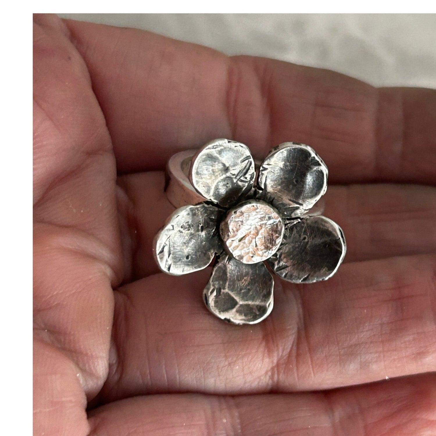 925 Silver Flower Ring, Handcrafted Unique Ring Floral Jewelry