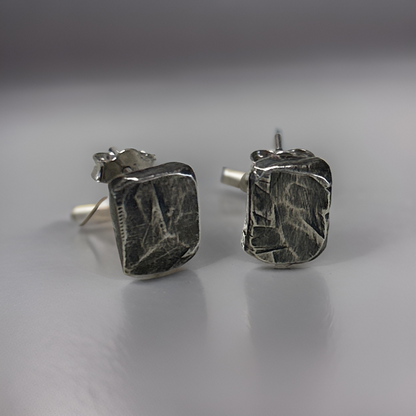 Sterling Silver rectangular Men’s Stud Earrings