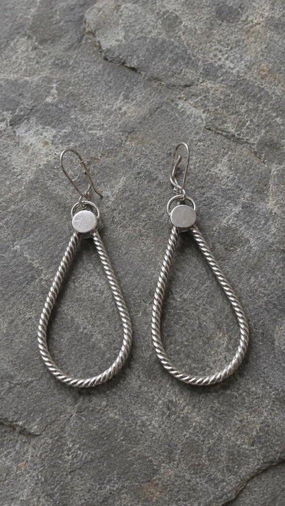 Sterling Silver Statement Hoops Earrings • Twisted Large Drop Earrings • Big Silver Earrings • Gift for Girlfriend • Gift for Her