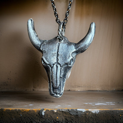 Men’s Pendant Bull Necklace Handmade in sterling silver Gift for Him