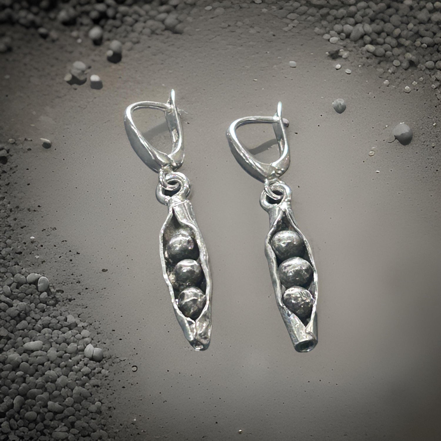 Sterling Silver Pea Pod Earrings | Handmade Nature-Inspired Botanical Jewelry