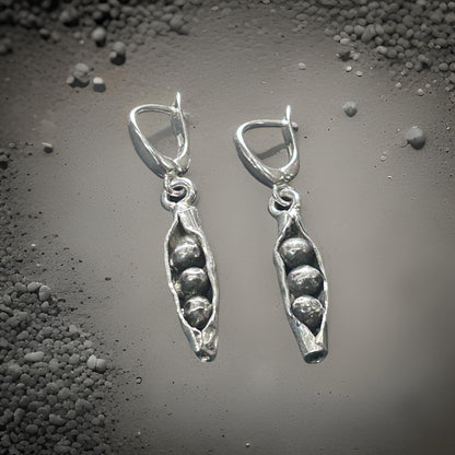 Sterling Silver Pea Pod Earrings | Handmade Nature-Inspired Botanical Jewelry