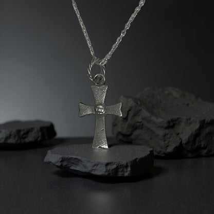 Sterling Silver Cross Pendant – Rustic Gothic Cross Textured Oxidized Jewelry