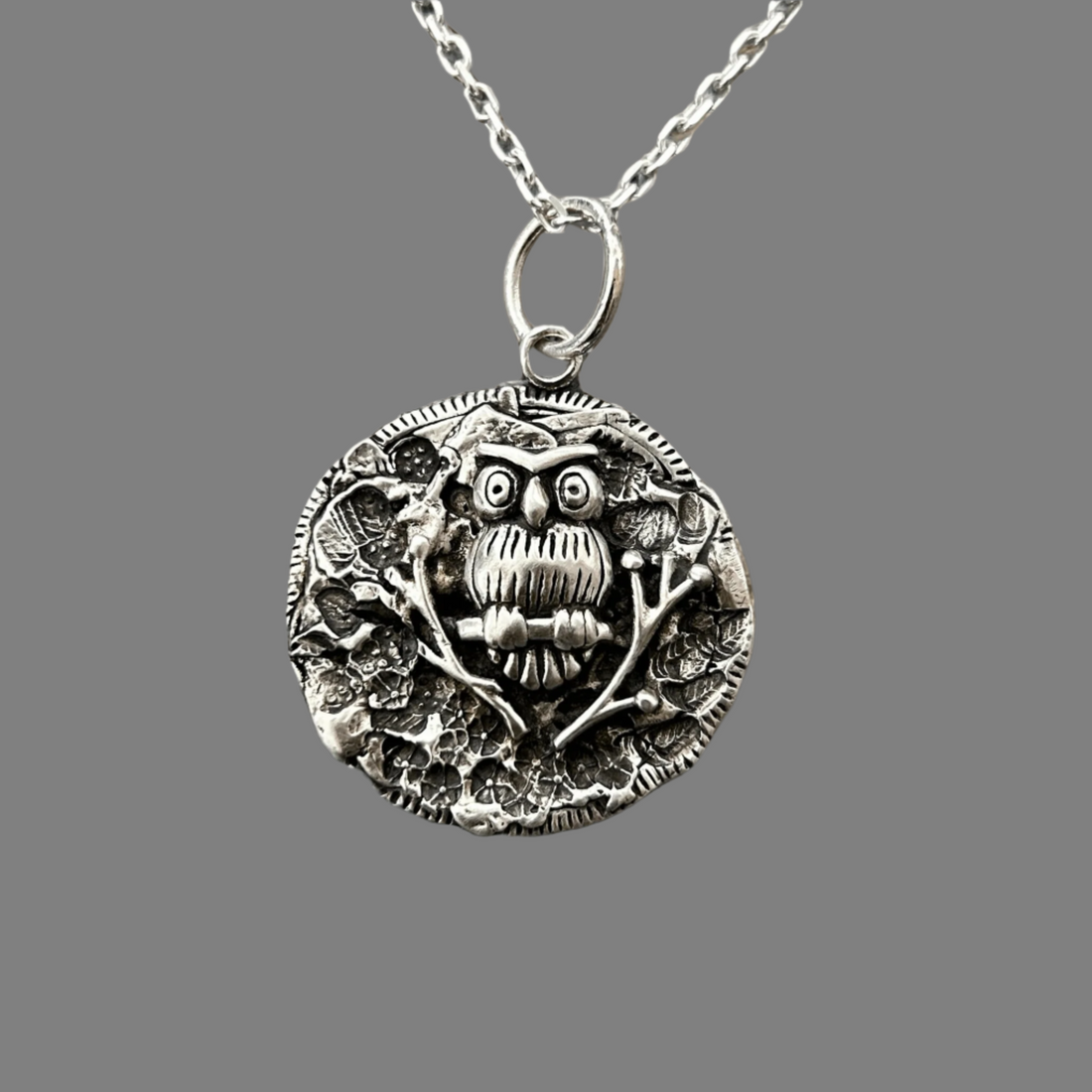 Owl Necklace Handcrafted in Sterling Silver