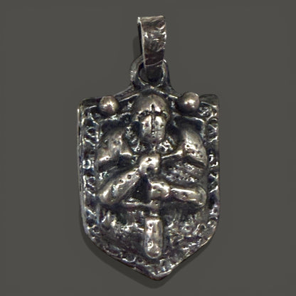 Sterling Silver Knight Pendant, Oxidized Templar Warrior Necklace, Medieval Jewelry