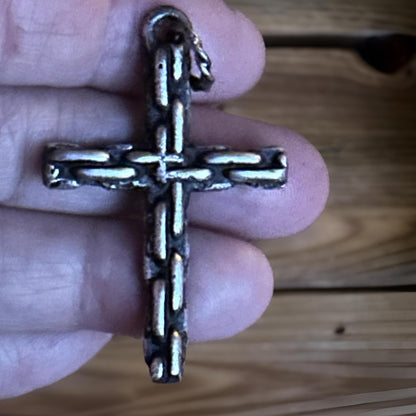 Handmade Oxidized Sterling Silver Large Cross