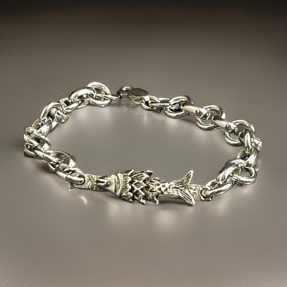 Handmade Sterling Silver Fish Bracelet - Unique Lightweight Chain Jewelry