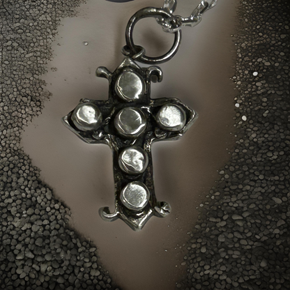 Gothic Cross Pendant Handmade in Sterling Silver