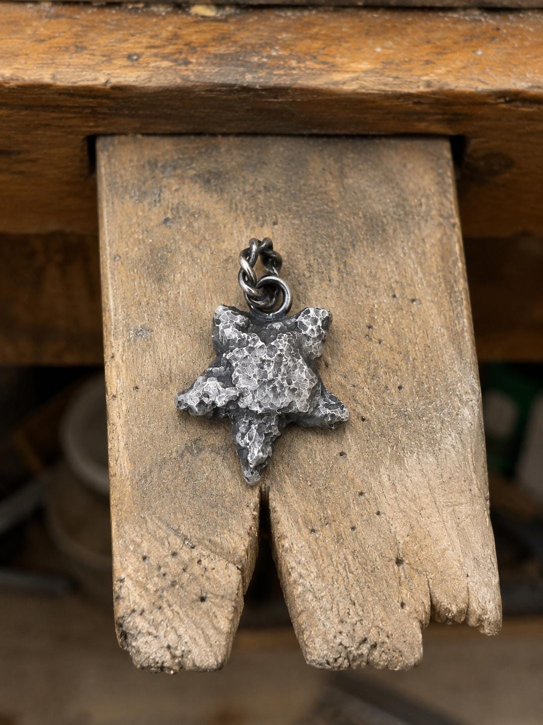 Handmade Sterling Silver Star – Unique One of a Kind Rustic Pendant Only
