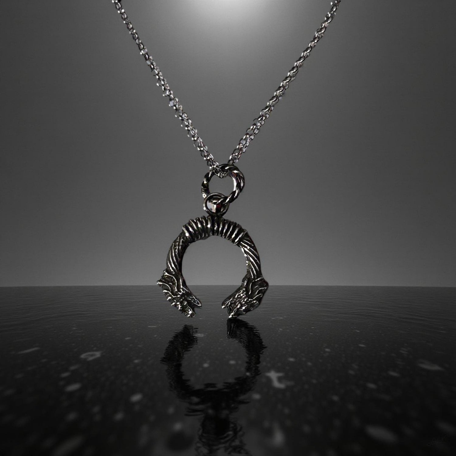 Handmade Sterling Silver Dragon Pendant – Viking Wolf Necklace for Men – Oxidized Nordic Amulet