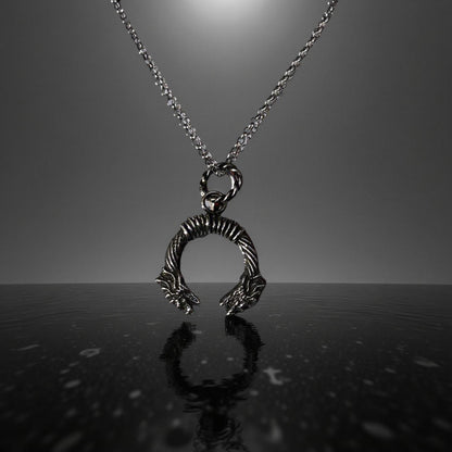 Handmade Sterling Silver Dragon Pendant – Viking Wolf Necklace for Men – Oxidized Nordic Amulet