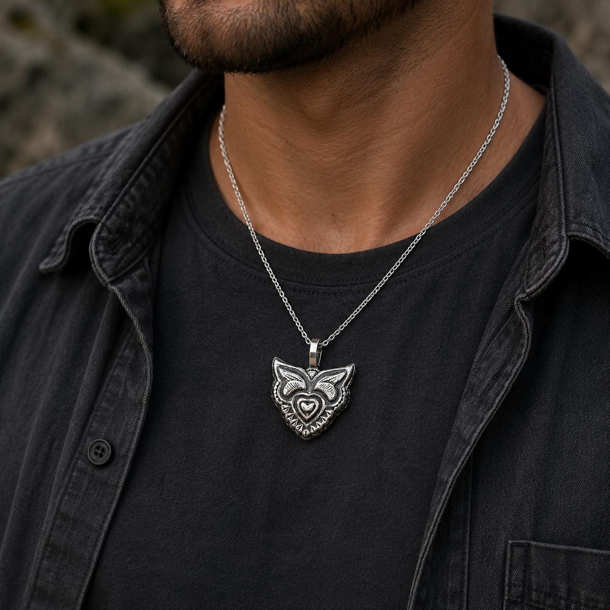 Handmade Silver Fox Pendant, Woodland Animal Jewelry