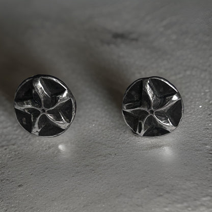 925 Sterling Silver Starburst Oxidized Earrings for Men