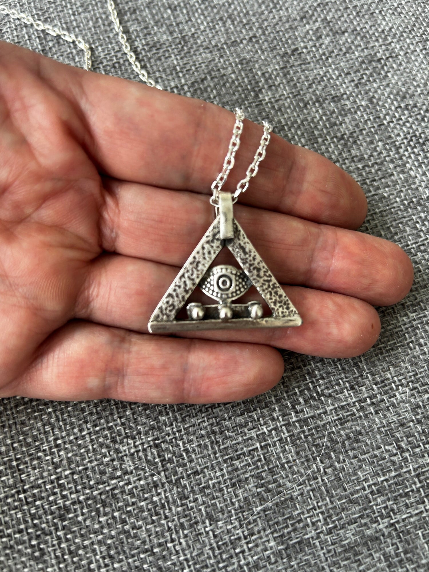 Egyptian Evil Eye pendant Sterling silver Handcrafted Necklace