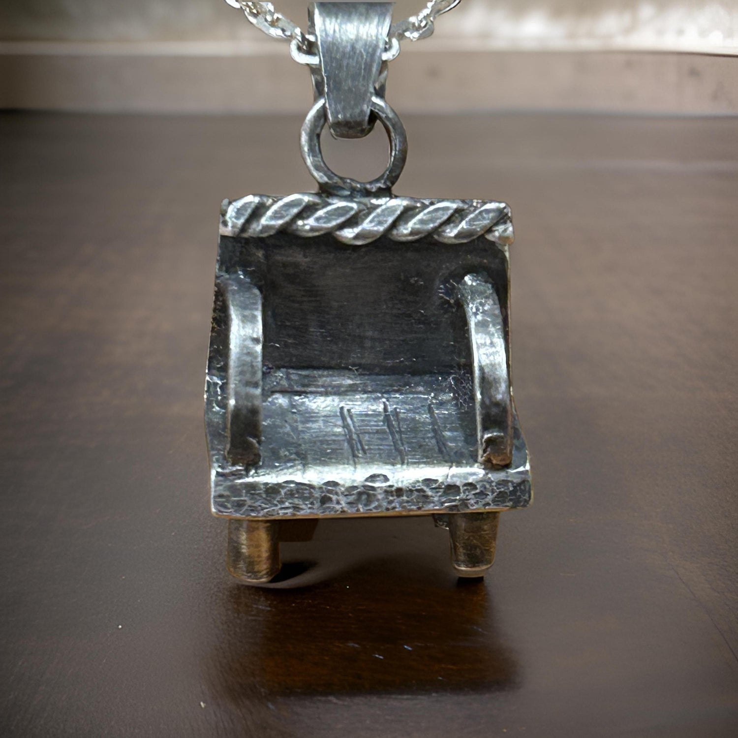 Handmade Sterling Silver Artisan Chair Pendant Necklace