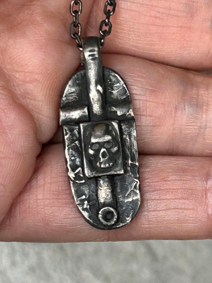 Mens Skull Cross Necklace Handmade in Sterling Silver Mens Jewelry