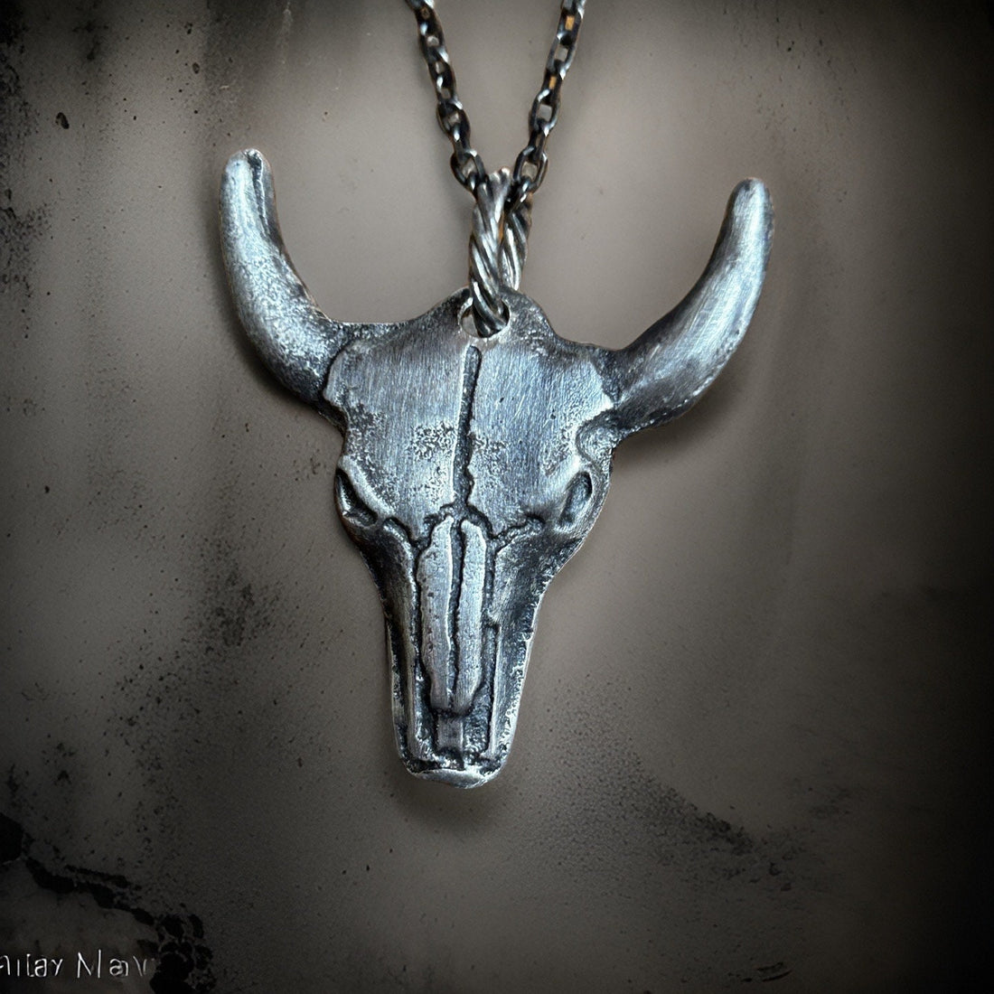 Men’s Pendant Bull Necklace Handmade in sterling silver Gift for Him
