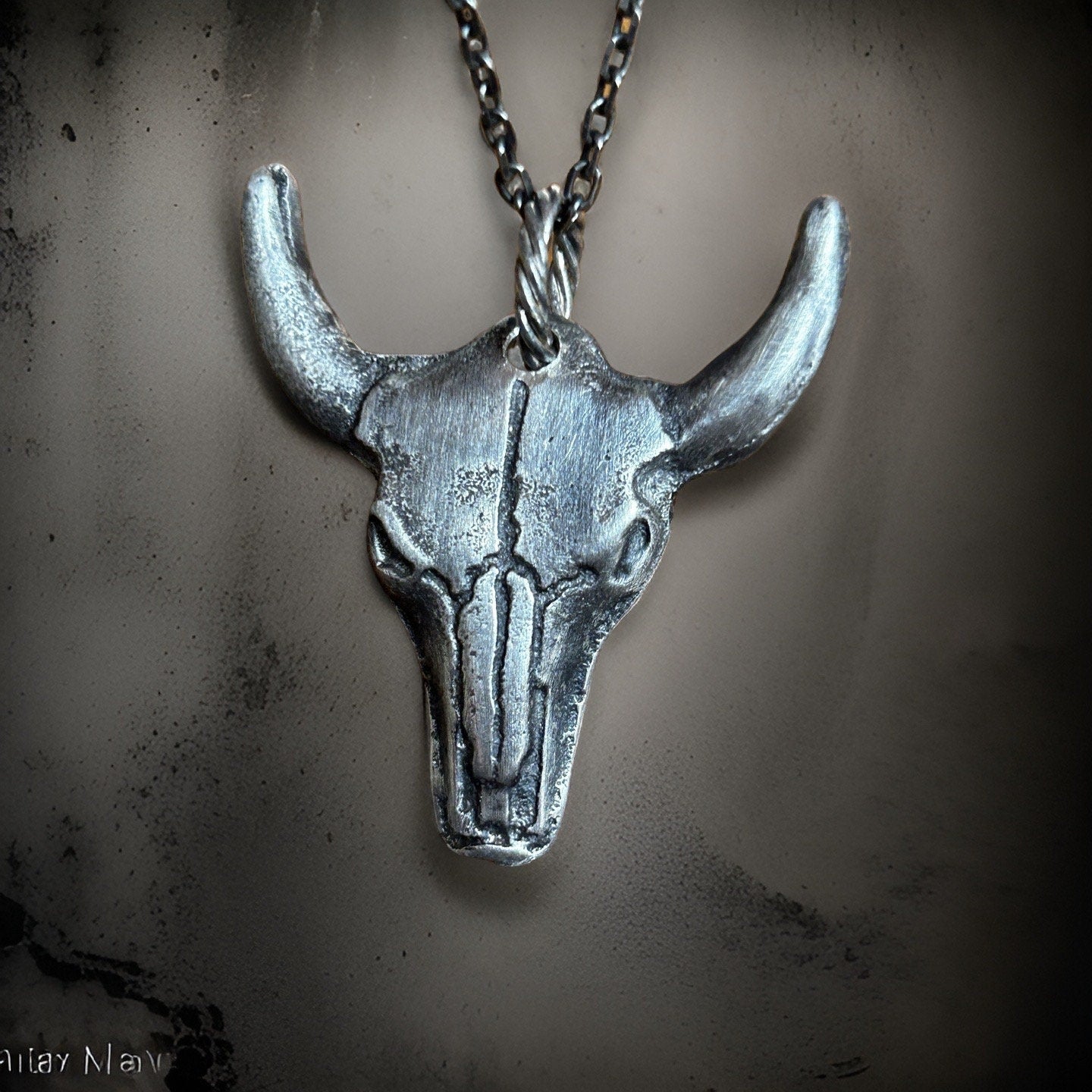 Men’s Pendant Bull Necklace Handmade in sterling silver Gift for Him