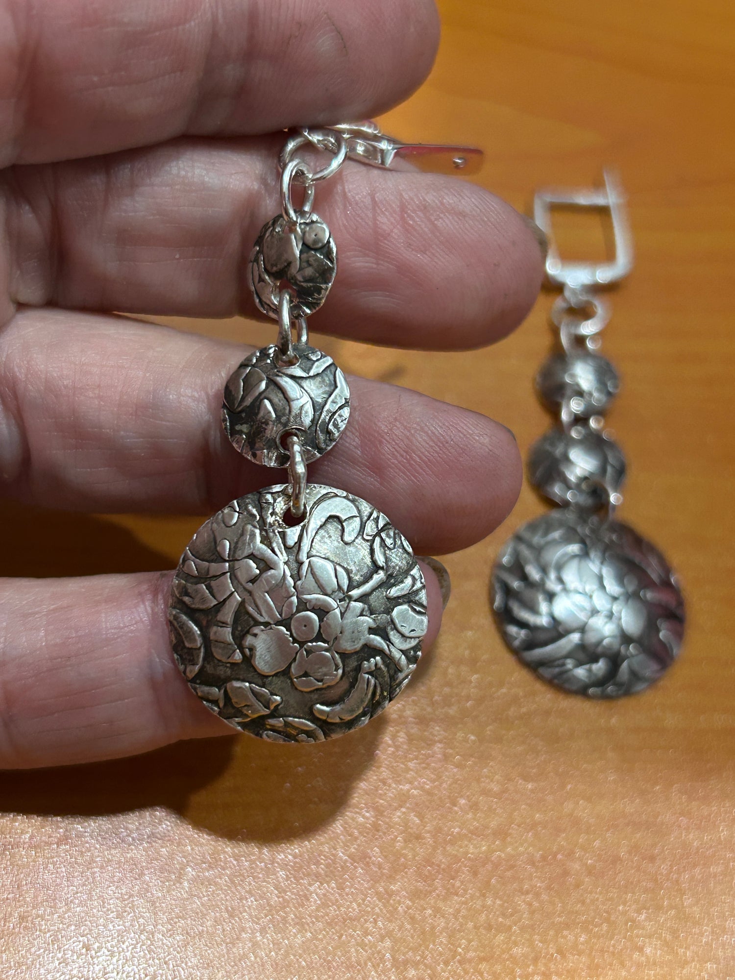 Fine Silver Floral Earrings One-of-a-Kind Earrings