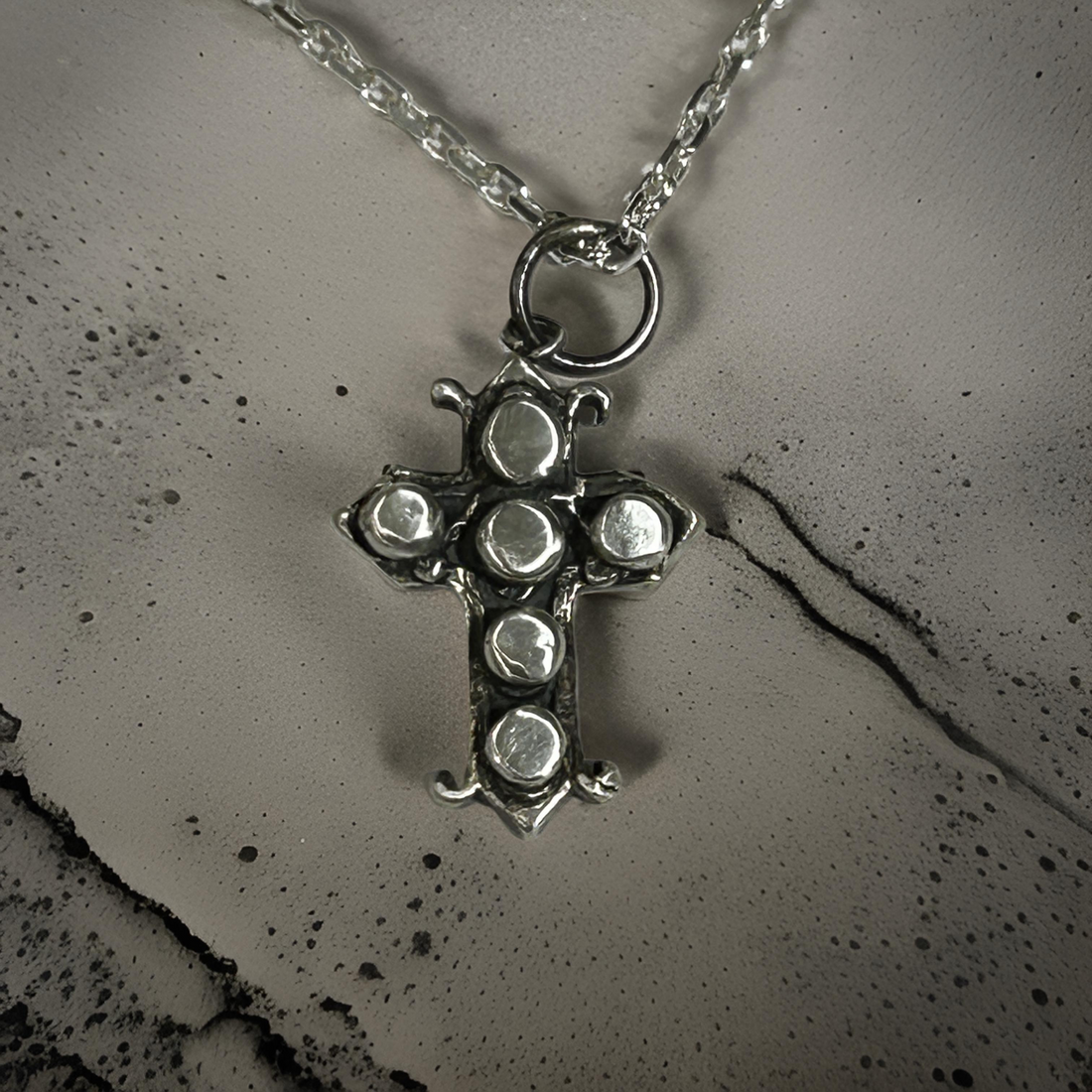 Gothic Cross Pendant Handmade in Sterling Silver