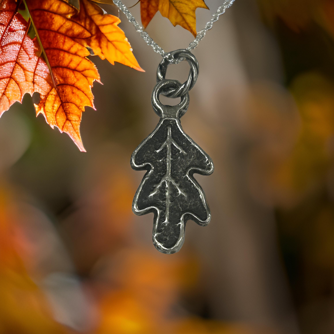 Handmade Sterling Silver Oak Leaf Pendant Necklace