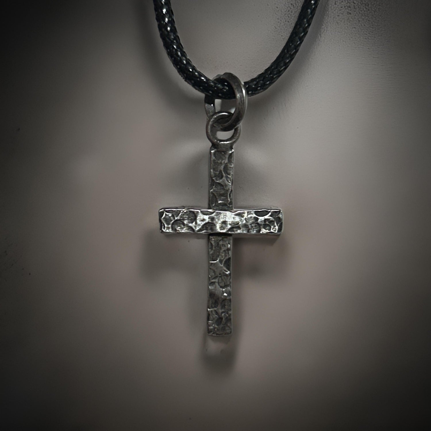 Handmade  Sterling Silver Cross Pendant Oxidized Finish