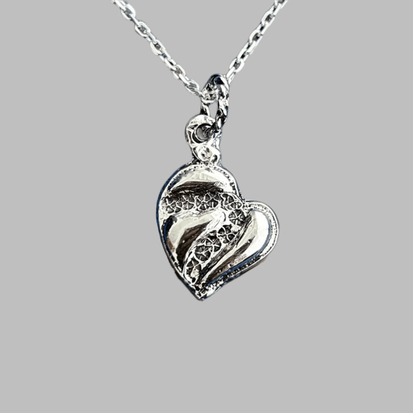 Heart Necklace with Flowers Design