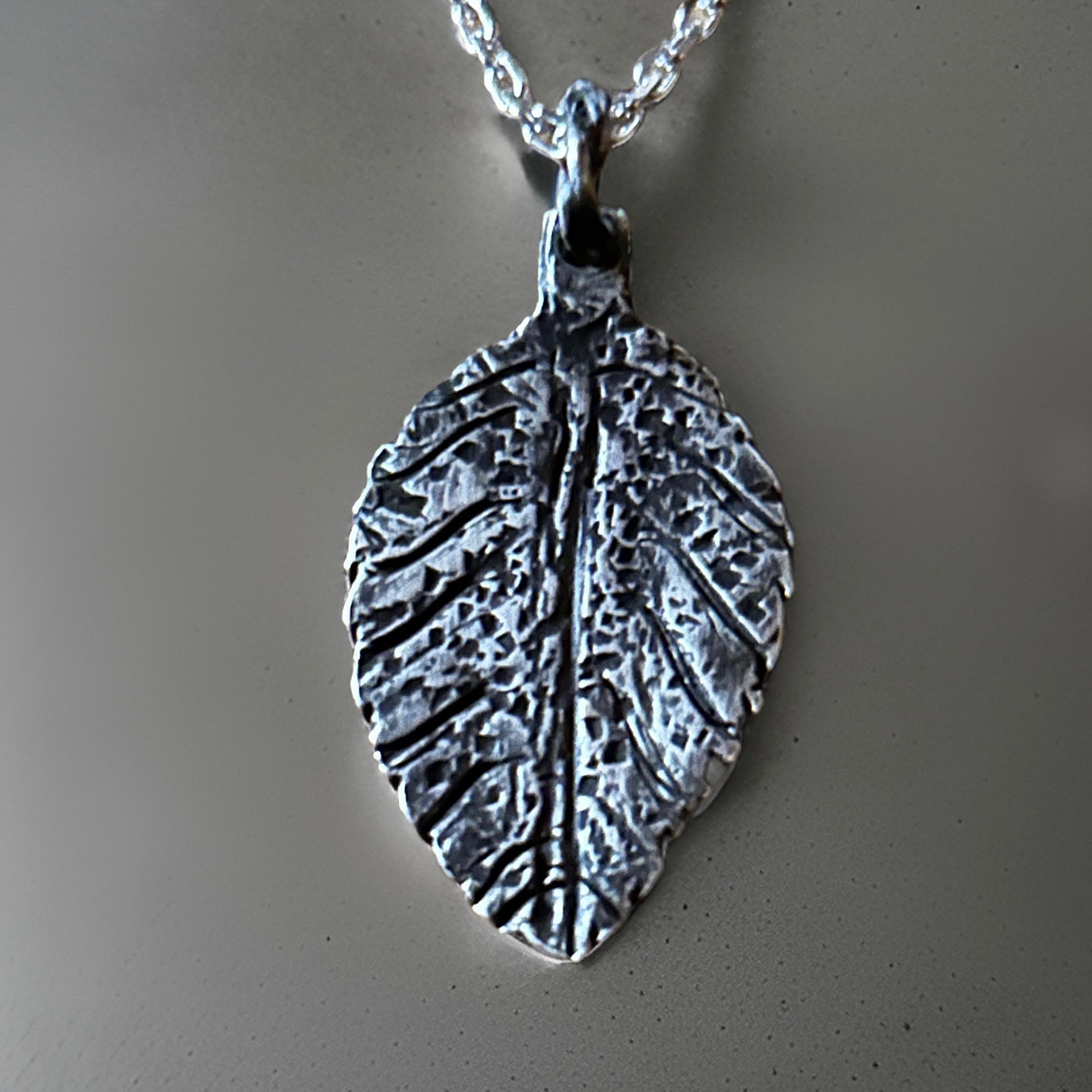 Sterling Silver Birch Leaf Necklace - Natural Botanical Leave