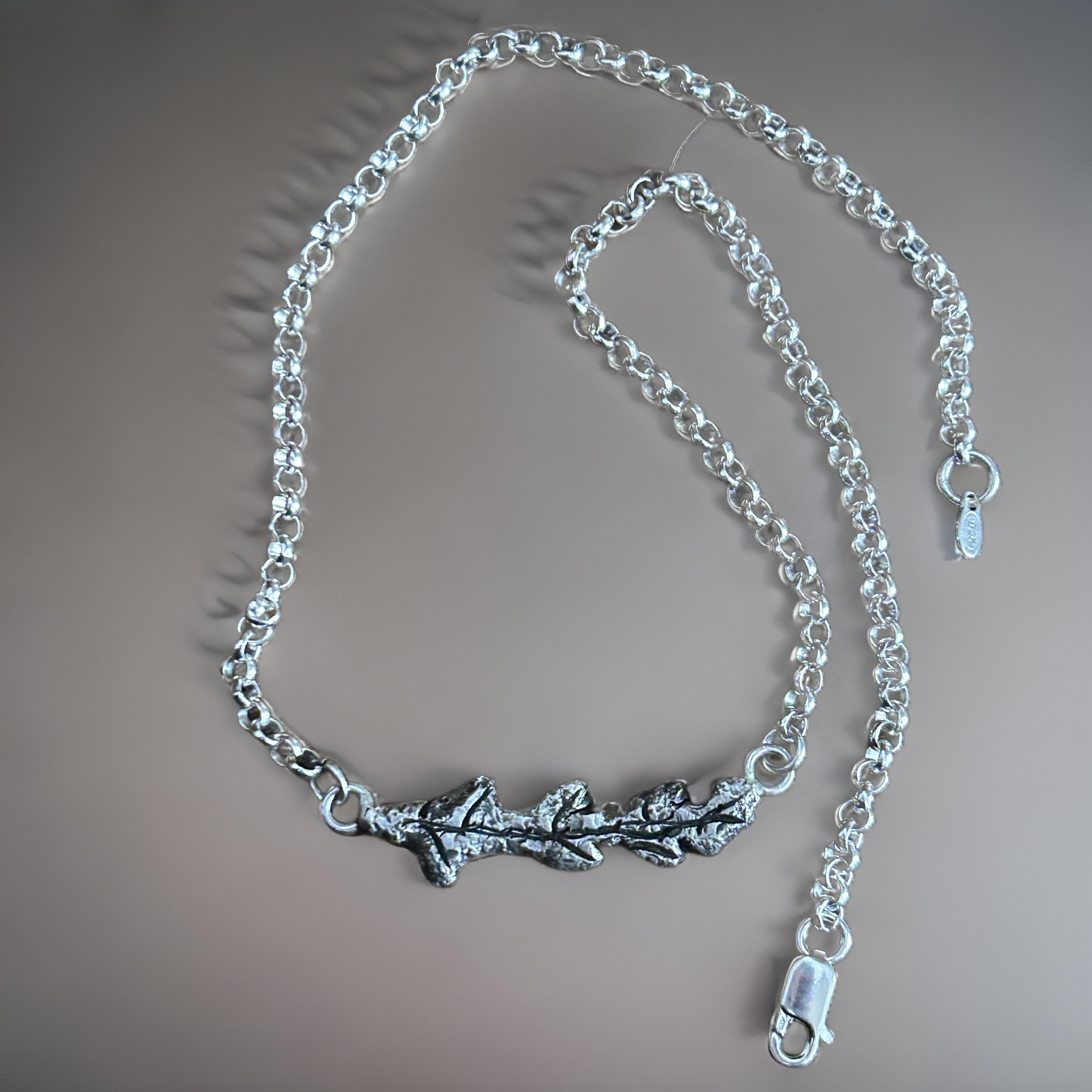 Silver Oak Branch Necklace