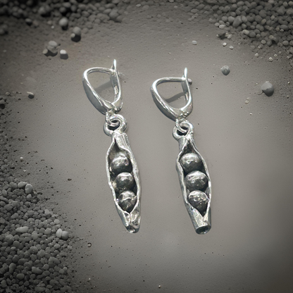 Handmade 925 sterling silver beans Nature-inspired earrings