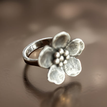 925 Sterling Flower Ring Handmade Antique Style Ring Floral Jewelry