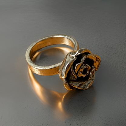 Solid Silver Rose Ring - Handmade Rose - Statement Rings