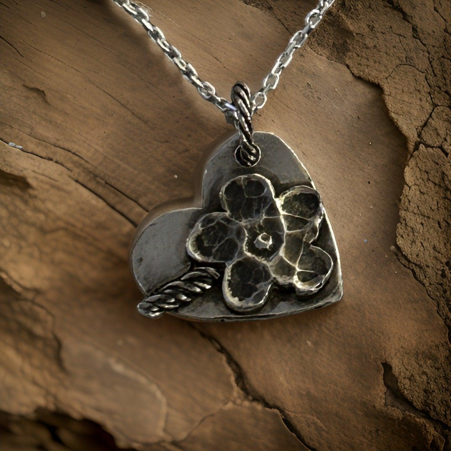 Heart and Flower Necklace