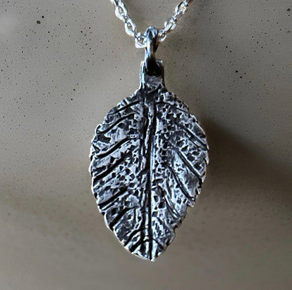 Sterling Silver Birch Leaf Necklace - Natural Botanical Leave