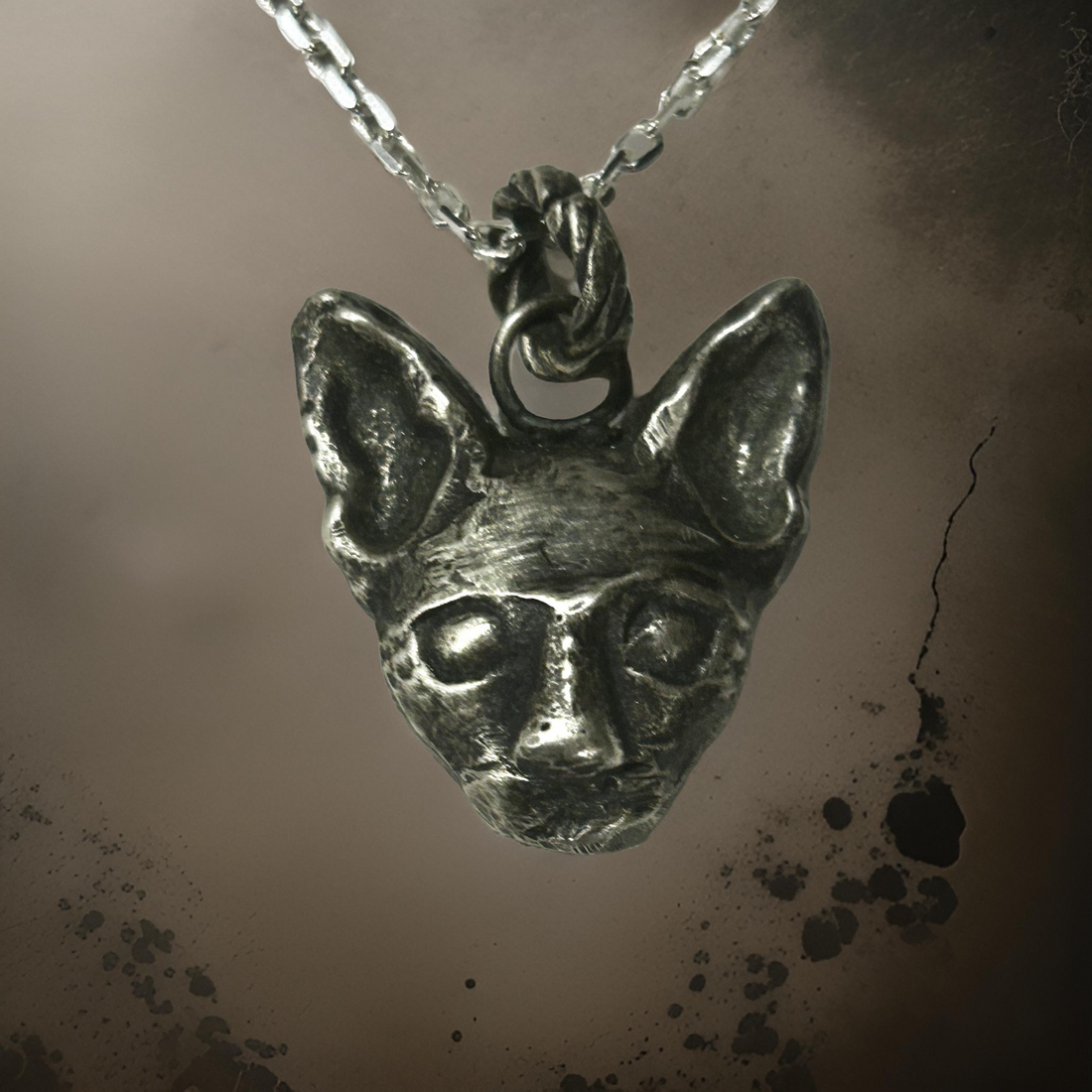 Sphinx Cat Pendant | Sterling Silver Oxidizer Pendant | Feline Guardian Necklace