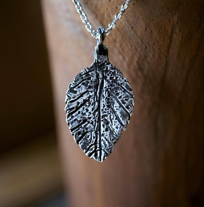 Sterling Silver Birch Leaf Necklace - Natural Botanical Leave