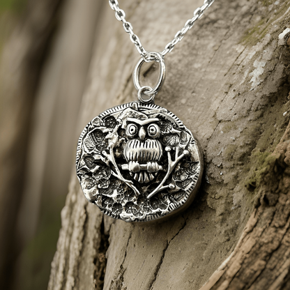 Sterling Silver Owl Pendant - Silver Owl Necklace | JJewelryArt