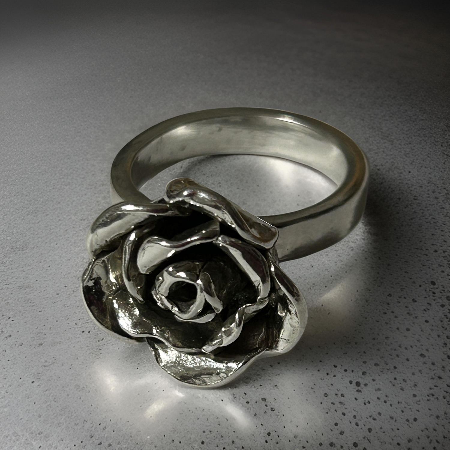 Solid Silver Rose Ring - Handmade Rose - Statement Rings