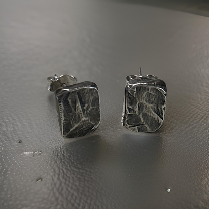 Sterling Silver rectangular Men’s Stud Earrings